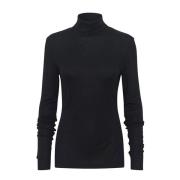 Kaffe Rollneck T-shirt Svart Djup Black, Dam