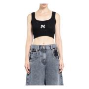 Palm Angels Monogram Stickad Topp Svart Off White Black, Dam