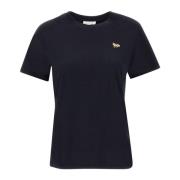 Maison Kitsuné Svart Bomull T-shirt med Fox Logo Black, Dam