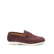 Testoni Minimal Loafer med Laser-Cut T Logo Purple, Dam