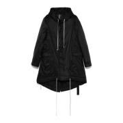 Rick Owens Svart Fishtail Parka Jacka Black, Dam