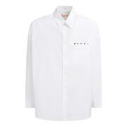 Marni poplin skjorta med tittande logo White, Herr