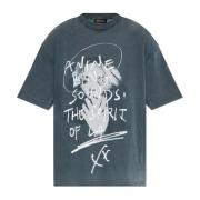 Anine Bing T-shirt med tryck Gray, Dam