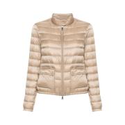 Moncler Beige Quiltad Dunjacka med Tratt Hals Beige, Dam