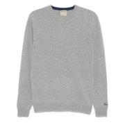 Woolrich Grå Ribbstickad Crewneck Tröja Gray, Herr