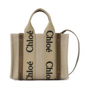 Chloé Beige Linneväv Toteväska Beige, Dam