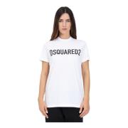 Dsquared2 Vit T-shirt med Maxi Logo Print White, Dam