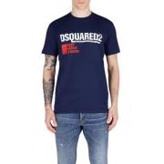 Dsquared2 Logotyp Tryck Bomull T-shirt Blue, Herr