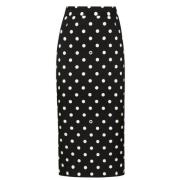 Dolce & Gabbana Polka Dot Silke Pennkjol Black, Dam