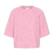 Kaffe Cropped Stickad Pullover Festival Fuchsia Pink, Dam