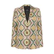 Etro Blommönstrad Silkesblazer Multicolor, Dam