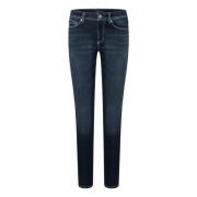 Cambio Stretchig Skinny Jeans i Bomullsblandning Blue, Dam