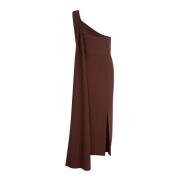 Roland Mouret Elegant Midi Klänning Brown, Dam