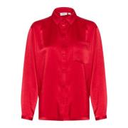 Saint Tropez Oversize Skjortblus Crimson Red, Dam