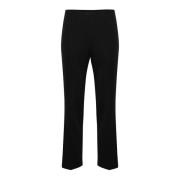 Saint Tropez Cropped Elastisk Midja Byxor Svart Black, Dam