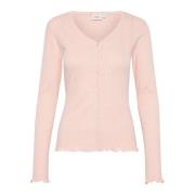 Saint Tropez Långärmad Cardigan Top & T-Shirt Sepia Rose Melange Pink,...