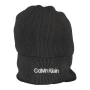 Calvin Klein Svart Kvinnors Broderade Logga Beanie Black, Unisex