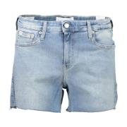 Calvin Klein Blå Jeansshorts med Logotyp Applikation Blue, Dam