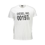 Diesel Vit Bomull T-shirt med Rund Hals och Logotryck White, Herr