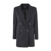 Max Mara Elegant Luglio Double Breasted Blazer Black, Dam