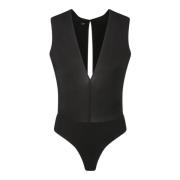 Pinko Svart Djup V-ringad Body Black, Dam