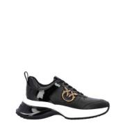 Pinko Svarta Läder Sneakers Love Birds Black, Dam