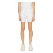 Tommy Hilfiger Vita Bomulls Damshorts Dragkedja Knapp White, Dam