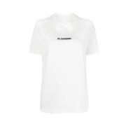 Jil Sander Vit/Svart Logo Plus T-Shirt White, Dam