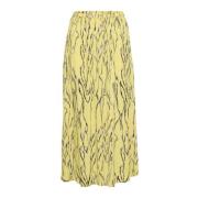 Soaked in Luxury Färgglad Maxi Kjol med Elastisk Midja Yellow, Dam