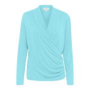 Soaked in Luxury Wrap Blus med Draperade Effekter Blue, Dam