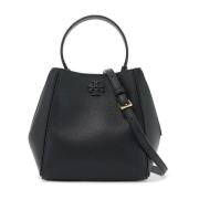 Tory Burch Grained Leather Bucket Bag Black, Dam