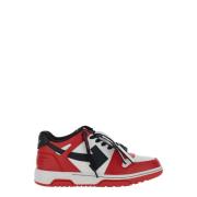 Off White Röda Läder Sneakers Out of Office Red, Herr