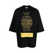 Marni Slogan Print Bomull T-Shirt Black, Herr