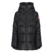 Canada Goose Svart Vadderad Dunjacka med Huva Black, Dam