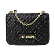 Love Moschino Svart axelväska med klämfäste Black, Dam