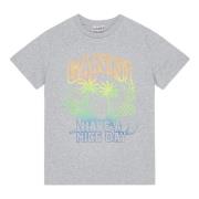 Ganni Tryckt Frampanel Rund Hals T-shirt Gray, Dam