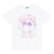 Ganni Vit Crew Neck Kortärmad T-shirt White, Dam