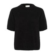 My Essential Wardrobe Svart Stickad Pullover Kortärmad Tröja Black, Da...