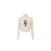 Elisabetta Franchi Stilfull Stickad Topp Beige, Dam