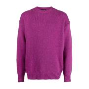 Roberto Collina Stilig Pullover med Girocollo Detalj Purple, Herr