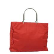 Prada Vintage Pre-owned Nylon handvskor Red, Dam