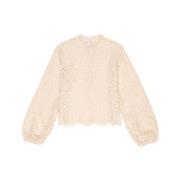 The New Society Vanilla Cream Crochet Blouse Set Beige, Dam