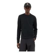 Moncler Logo Patch Fleece Crewneck Sweatshirt Black, Herr