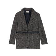 The New Society Skräddarsydd Krage Ull Blazer Gray, Dam