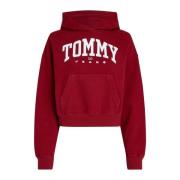 Tommy Jeans Röd Varsity Hoodie Sweatshirt Red, Dam