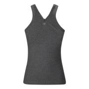 Courrèges Rib Tank Top med korsade band Gray, Dam