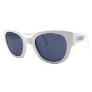 Chanel Vintage Pre-owned Plast solglasgon White, Dam