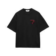 Msgm Svarta T-shirts och Polos med Vågtryck Black, Herr