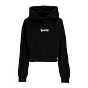 Disclaimer Svart Cropped Hoodie med Stor Logo Black, Dam