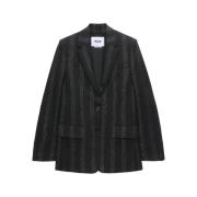 Msgm Randig Blazer Jackor Black, Dam